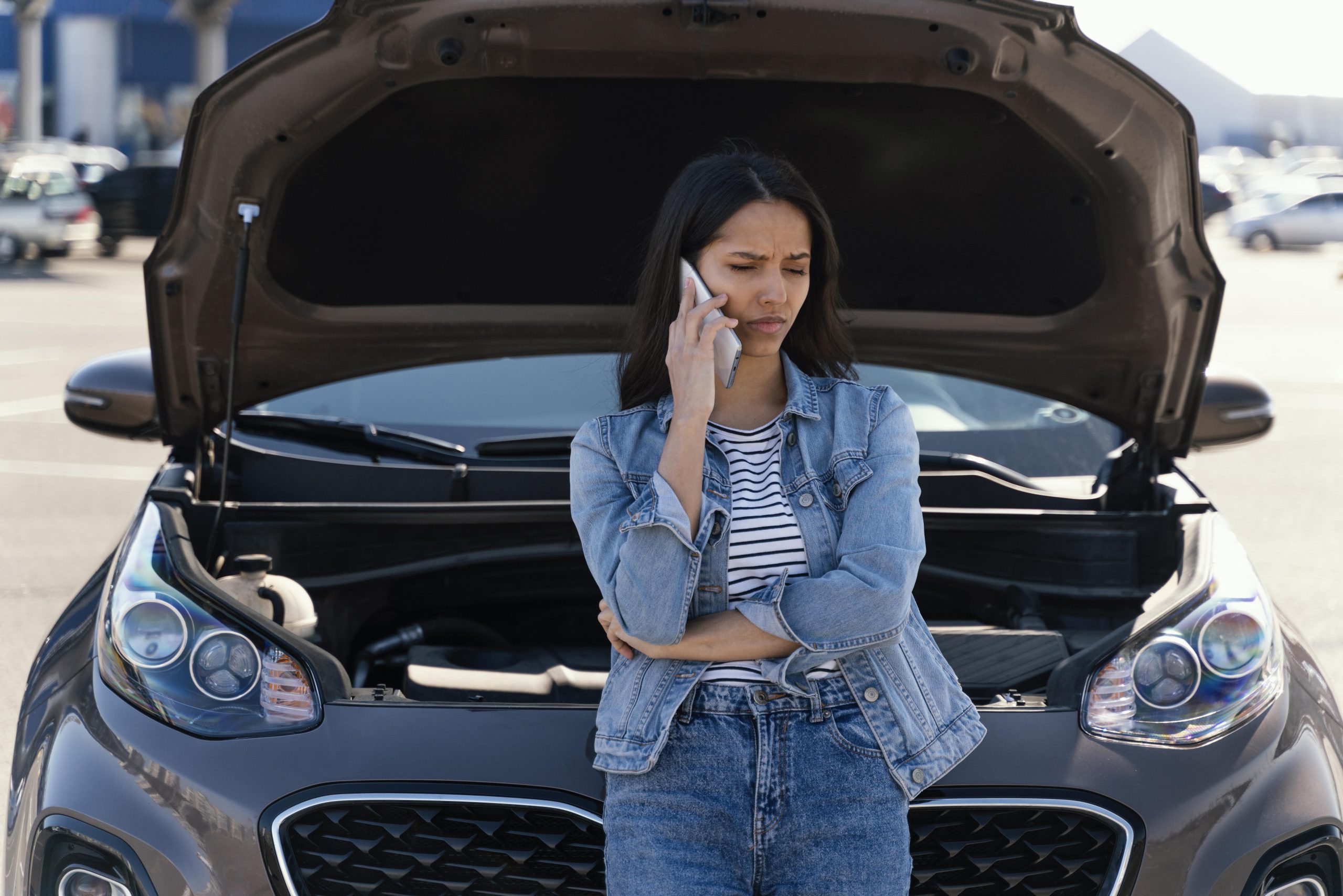 woman standing her broken car DESKTOP VFC5HO4 scaled